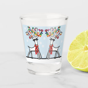 Copo De Shot Rena de duas festas de Natal com flocos de neve