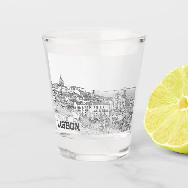 Copo De Shot Reprodução do Lápis de Alfama em Lisboa (Frente)