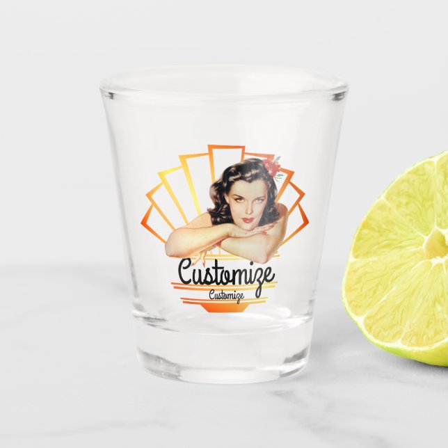 Copo De Shot Retro 1950s Pinup Girl Shot glass (Frente)