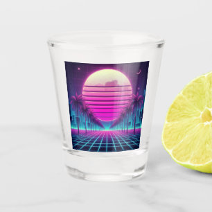Copo De Shot retrô, 80 anos lua neon/palmas