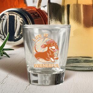 Copo De Shot Retro Dachshund "A vida é ampla" Engraçado
