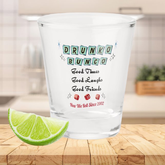 Copo De Shot Retro Drunko Bunco (Drunko Bunco Funny and Fun Gift for your favorite Bunco Players. Keep on rolling the dice. )