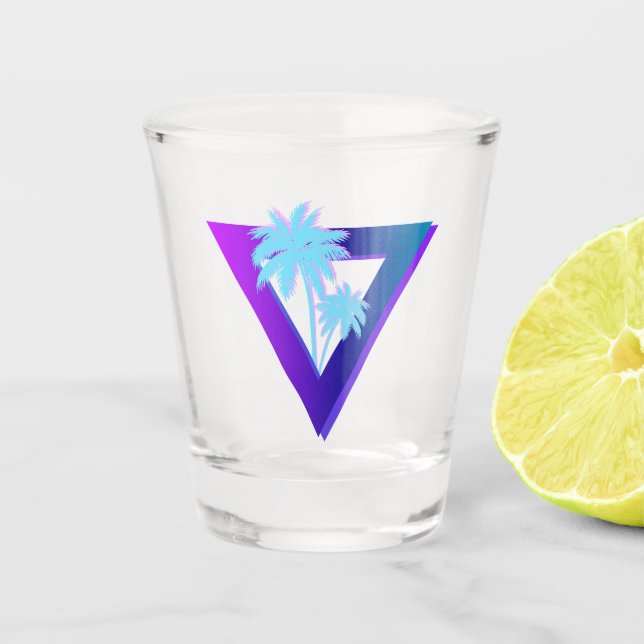 COPO DE SHOT RETROWAVE SYNTHWAVE PALM TREES TRIANGLE SHOT GLASS (Frente)