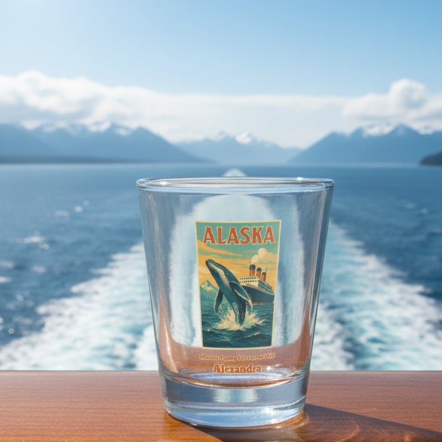 Copo De Shot Reunião Familiar Alaska Whale Cruise Souvenir (Alaska Cruise Family Reunion Personalized Shot Glass)