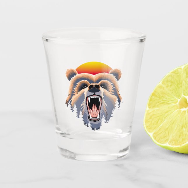 Copo De Shot Roaring Grizzly Bear Face (Frente)