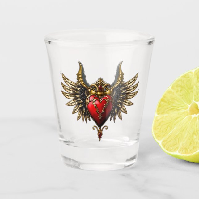 Copo De Shot Romance Gótico, o coração da paixão. (Frente)