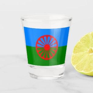 Copo De Shot Romani Flag