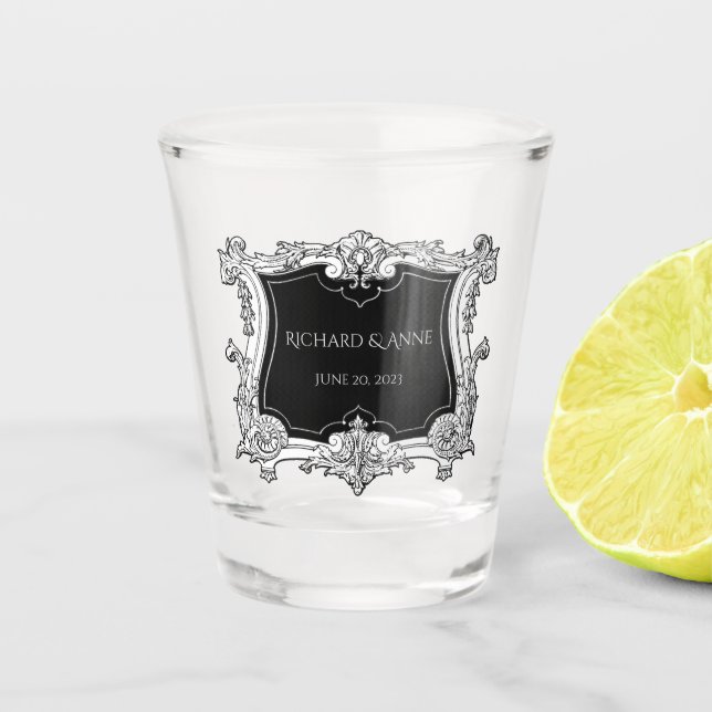 Copo De Shot Romântico,Francês Elegante De Casamento (Frente)