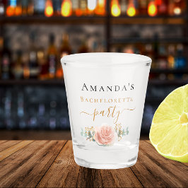 Copo De Shot Rosa dourada floral eucalipto verde