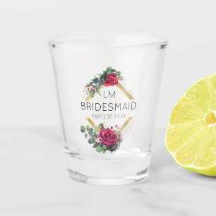 Copo De Shot Rosa vermelha De Bridesmaid Data De Casamento Mono