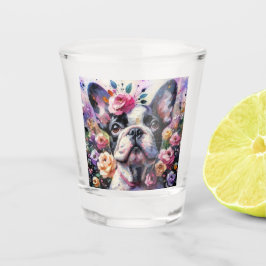 Copo De Shot Rosas de Cachorro-Buldogue Franceses Cor-de-rosa-r