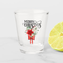 Copo De Shot Rosas de Poinsettia Buquê de Flor de Natal