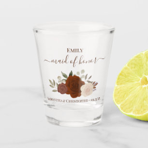Copo De Shot Rosas Laranja Enferrujado Elegante Dama de Honra C