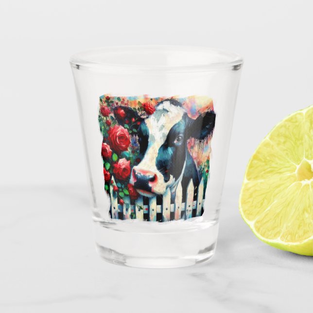 Copo De Shot Rosas vermelhas de vedação de galinha Holstein (Frente)