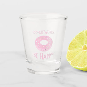 Copo De Shot Rosquinha Preocupada Ser Feliz Comida Rosa-Rosa-Ro