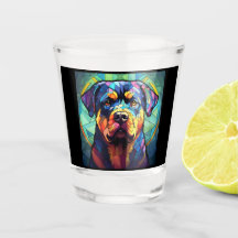 Rottweiler de Vidro Pintado