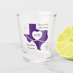 Copo De Shot Roxo Texas Curling Ribbon Data de Casamento
