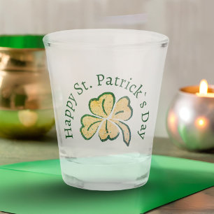 Copo De Shot Rua Feliz, o Shamrock do Dia de Patrick.