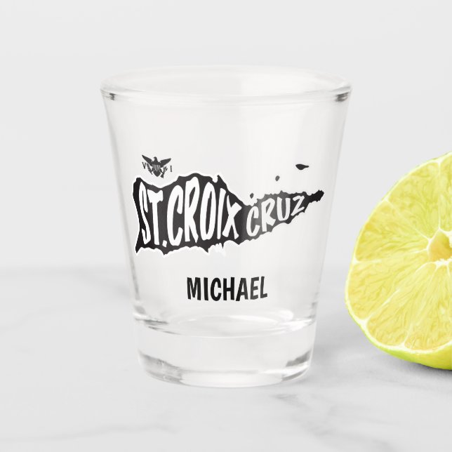 Copo De Shot Ruas. Croix, Cruz, Ilhas Virgens dos EUA (Frente)