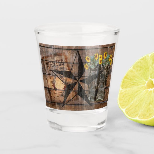 Copo De Shot Rustic Texas Star Western Pistola Boots (Frente)