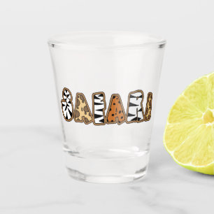 Copo De Shot Safari em letras em impressão animal