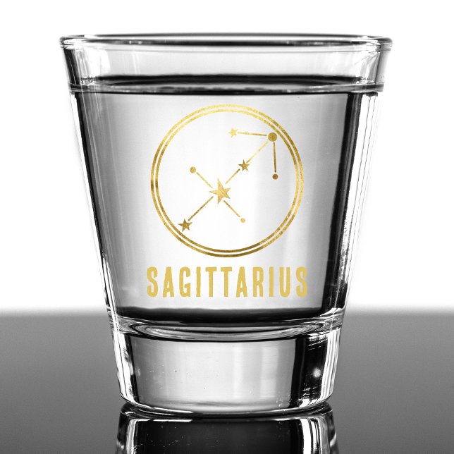 Copo De Shot Sagitário Símbolo Zodíaco Astrologia Horoscópio Do (gold sagittarius zodiac sign shot glass)