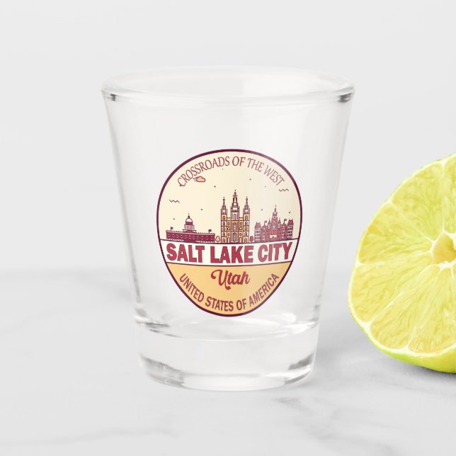 Copo De Shot Salt Lake City Utah Cidade Skyline Emblem (Frente)