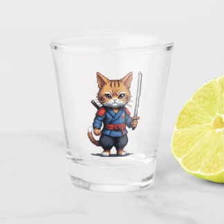 Copo De Shot Samurai Cat Pixel Art