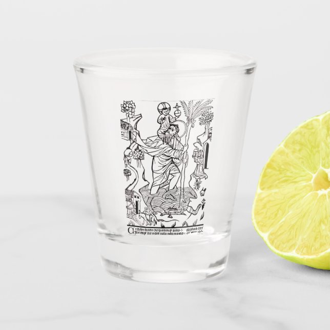 Copo De Shot Santo Cristóvão católico romano (Frente)