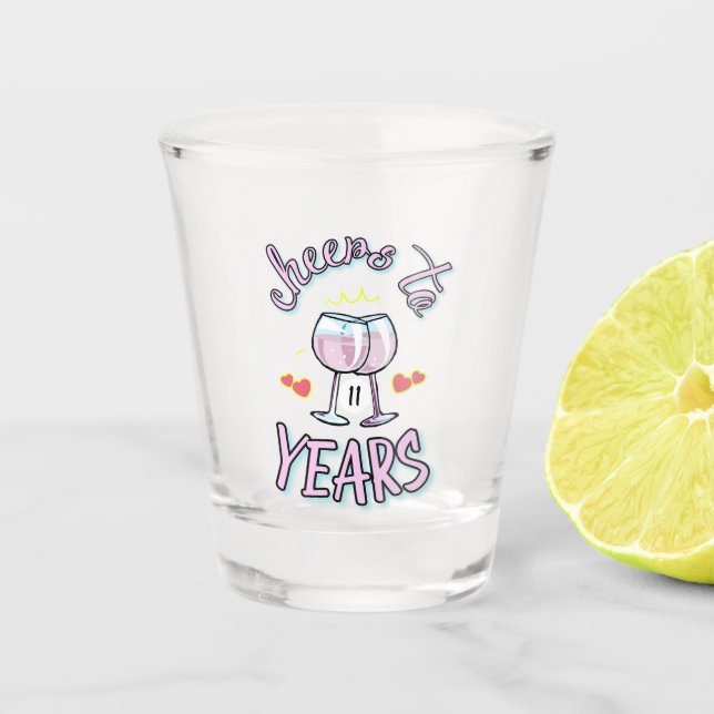 Copo De Shot Saúde ao champanhe do aniversário de casamento de  (Frente)