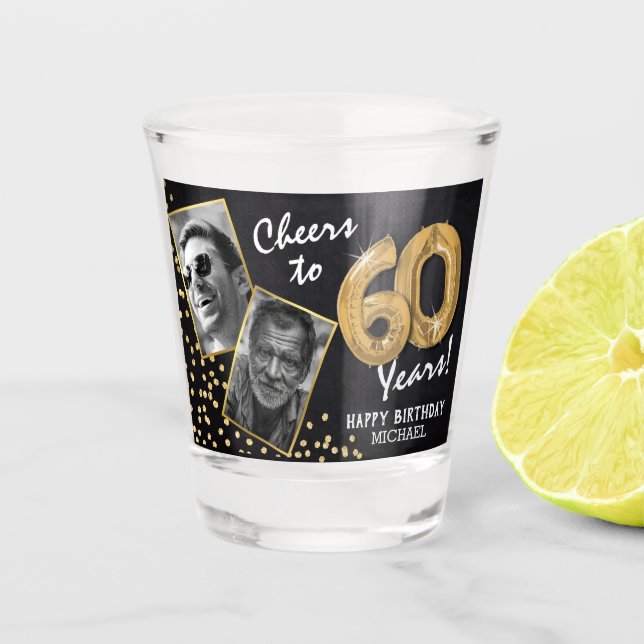 Copo De Shot Saúde aos anos 60 e aniversário 2 Foto (Frente)