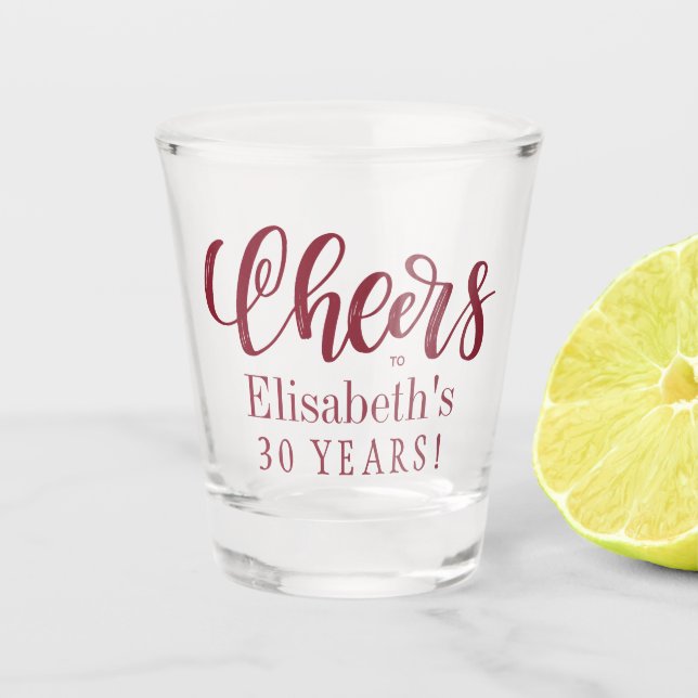 Copo De Shot Saúde para 30 anos de aniversário personalizado (Frente)