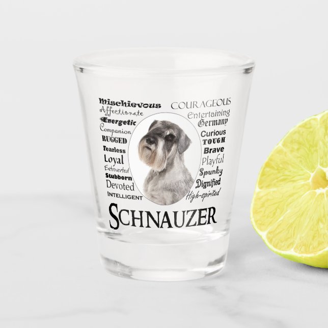 Copo De Shot Schnauzer Traços De Vidro Estimulado (Frente)