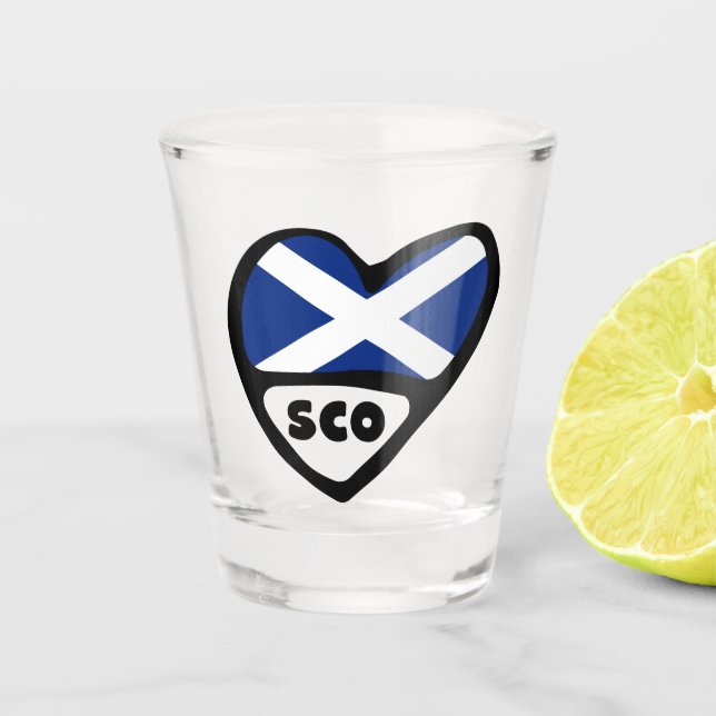 Copo De Shot Scotland Country Code Flag Heart, SCO (Frente)