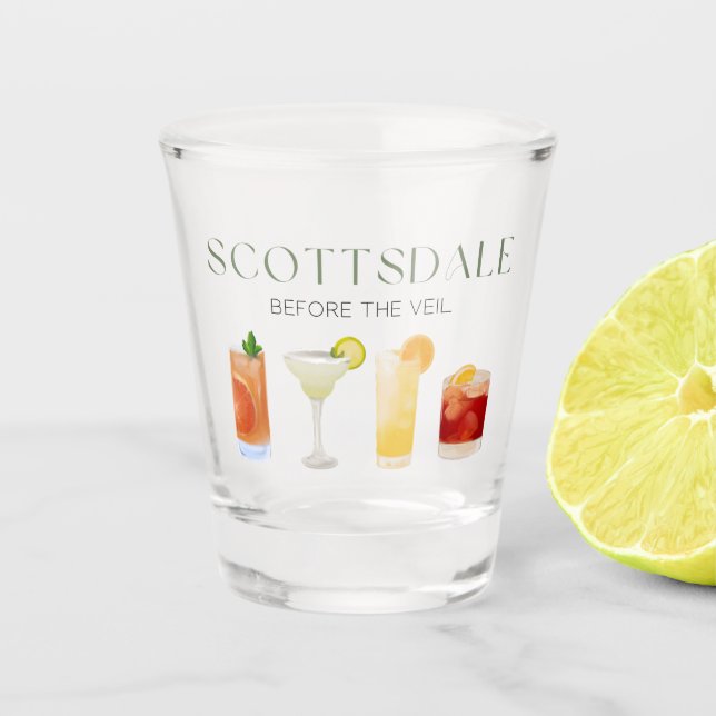 Copo De Shot Scottsdale Festa de solteira Shot Glass (Frente)