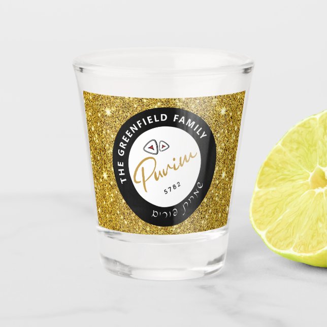 Copo De Shot Script Personalizado de Purim Feliz (Frente)