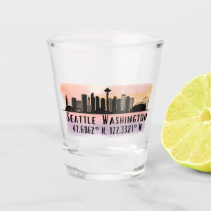 Copo De Shot Seattle City Skyline Latitude e Longitude