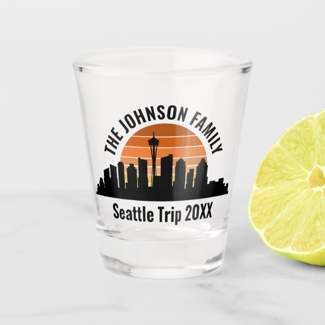 Copo De Shot Seattle Skyline Sunset Férias Personalizadas da Fa (Frente)