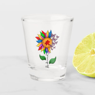 Copo De Shot Seja gentil, girassol - consciência do autismo