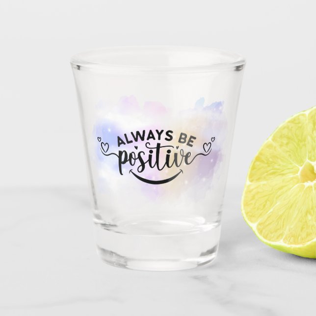 Copo De Shot Sempre Ser Positivo Amarelo Roxo (Frente)