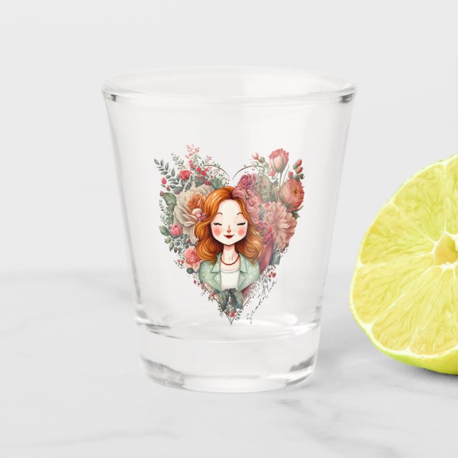 Copo De Shot Senhora Bonito Floral Personalizada (Frente)