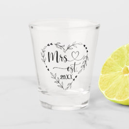 Copo De Shot Senhora tipografia com coração e coração