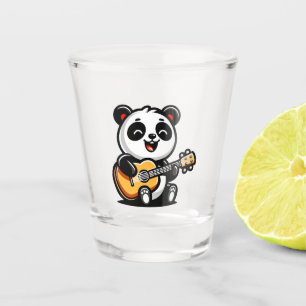 Copo De Shot Serenata Melódica de Panda - Arte de Violão Acústi
