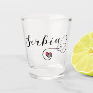 Copo De Shot Sérvia Flag Heart, República Srbija