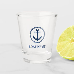 Copo De Shot Seu Barco Nome Âncora Azul Do Mar