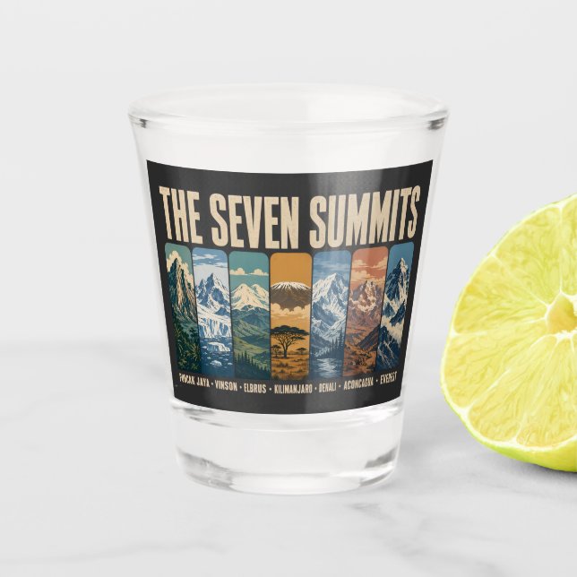 Copo De Shot Seven Summits Mountain Landmarks Illustration (Frente)