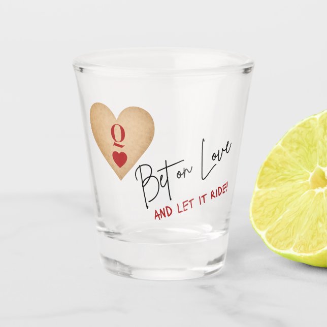 Copo De Shot Shot Glass Bet on Love, Casino Party/Wedding (Frente)