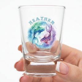 Copo De Shot Signo Zodíaco Peixes Aquarela Peixes Astrologia