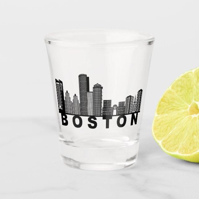 Copo De Shot Silhueta da Paisagem de Boston  (Frente)