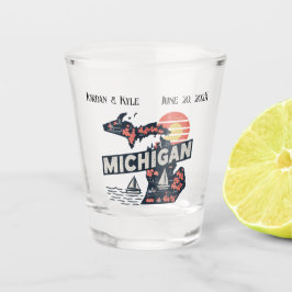 Copo De Shot Silhueta Retroativa de Michigan Personalizável